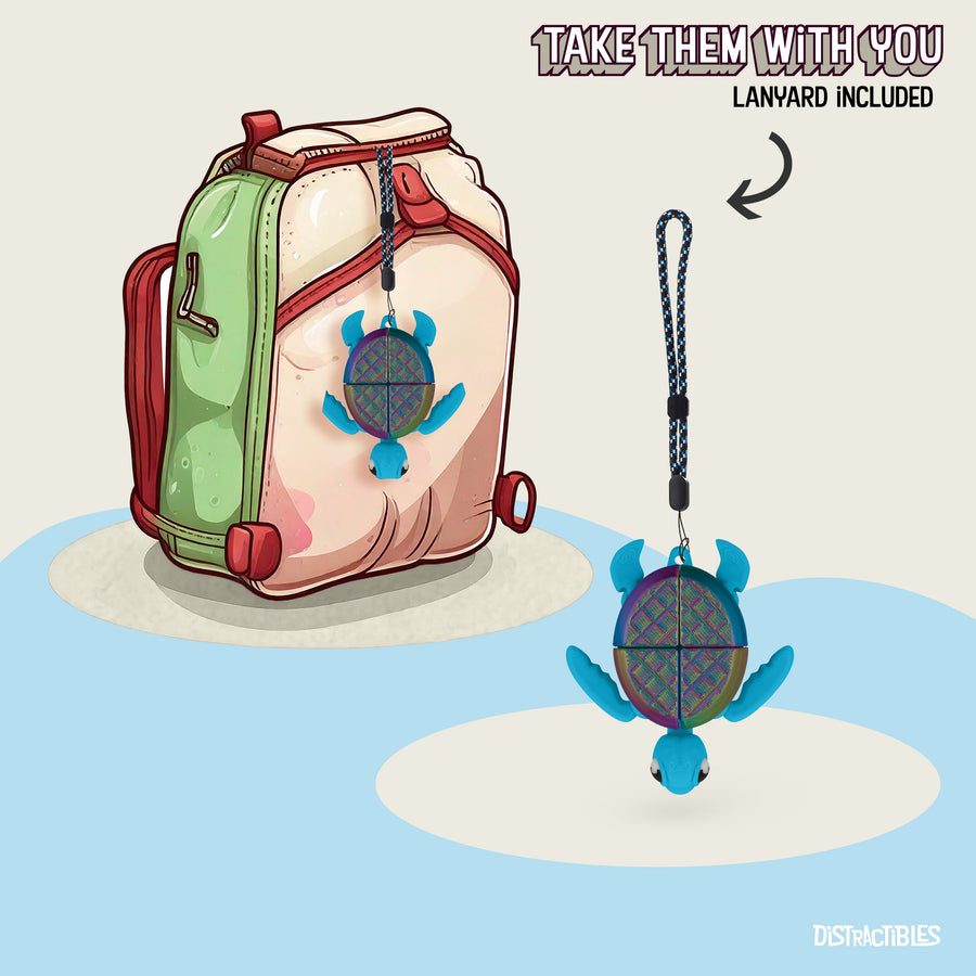 Turtle Fidget Toy, Articulating Design with Shell Clickers, Pocket-Sized & Durable, Stress Relief, ADHD, Autism & Stim (Blue/Silk)