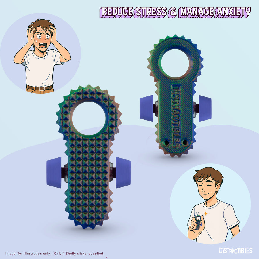 Distractibles Spiked Clicker Fidget Spinner - Textured for Pain Stimming, Stress Relief, ADHD, Anxiety and Concentration (Neon Harmony)