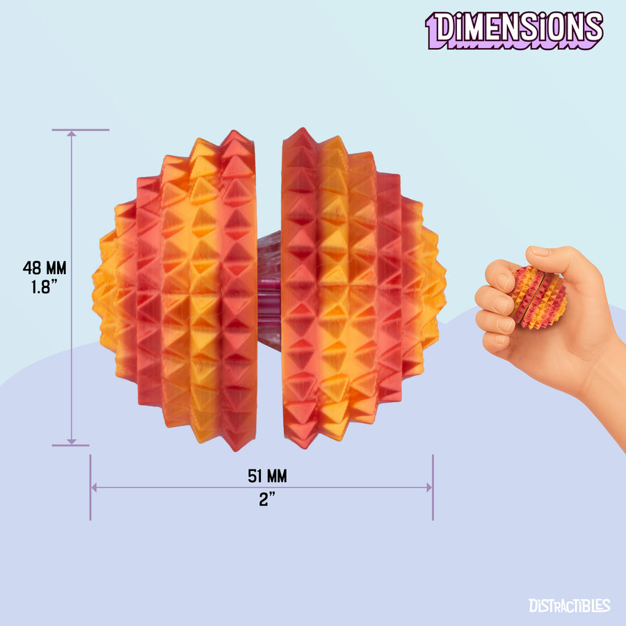 Spike Ball Clicker, Tactile Pain Stimming Fidget with Clicker Switch, Pain Stimulation Ball with Lanyard (Medium - Neon Nova)