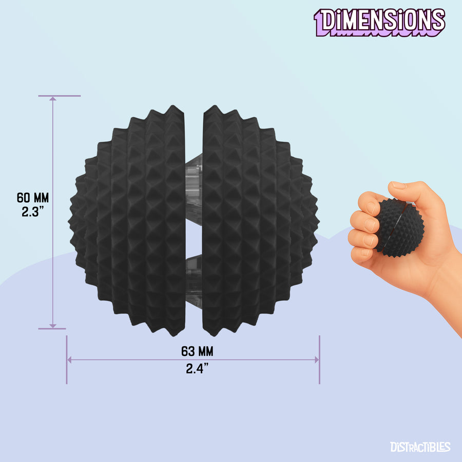 Spike Ball Clicker, Tactile Pain Stimming Fidget with Clicker Switch, Pain Stimulation Ball with Lanyard (Large Black)