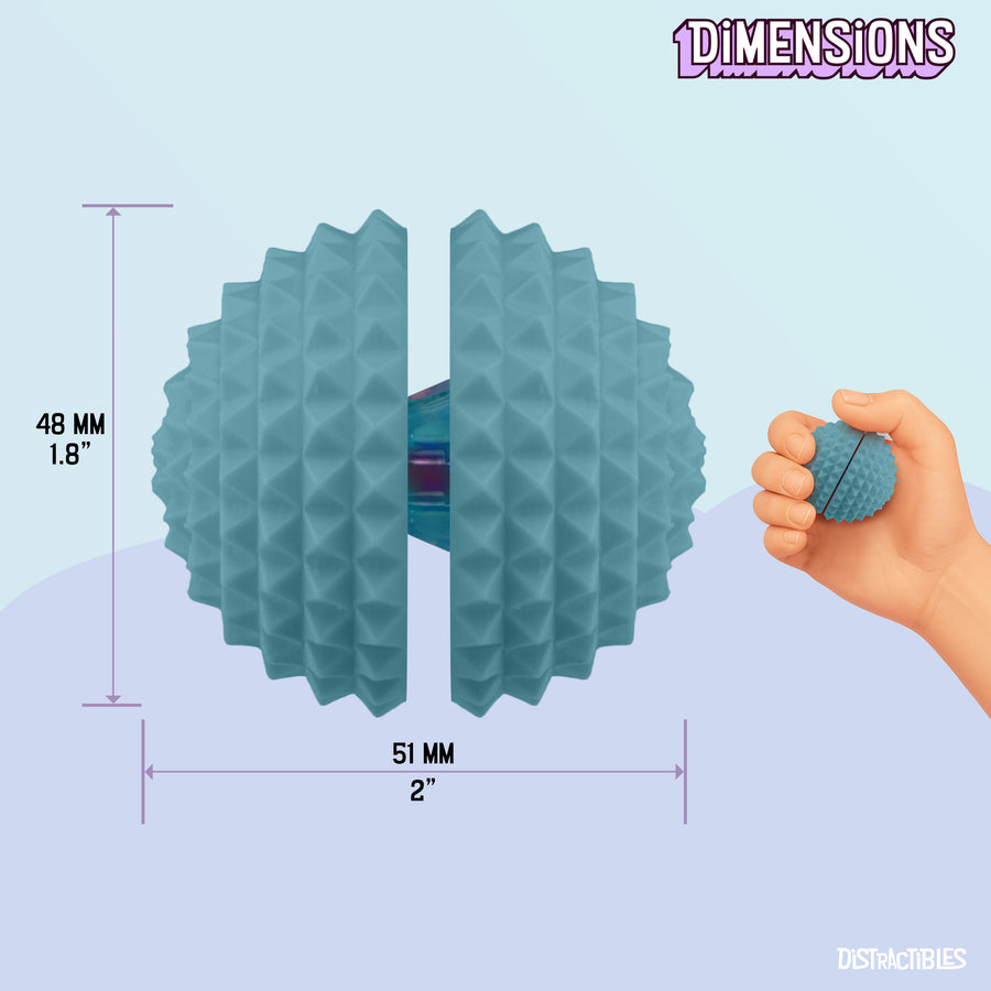 Spike Ball Clicker, Tactile Pain Stimming Fidget with Clicker Switch, Pain Stimulation Ball with Lanyard (Medium - Blue)