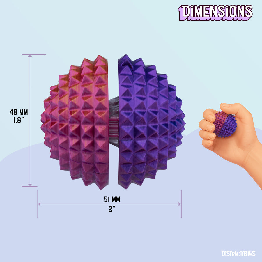 Spike Ball Clicker, Tactile Pain Stimming Fidget with Clicker Switch, Pain Stimulation Ball with Lanyard (Medium - Neon Harmony)