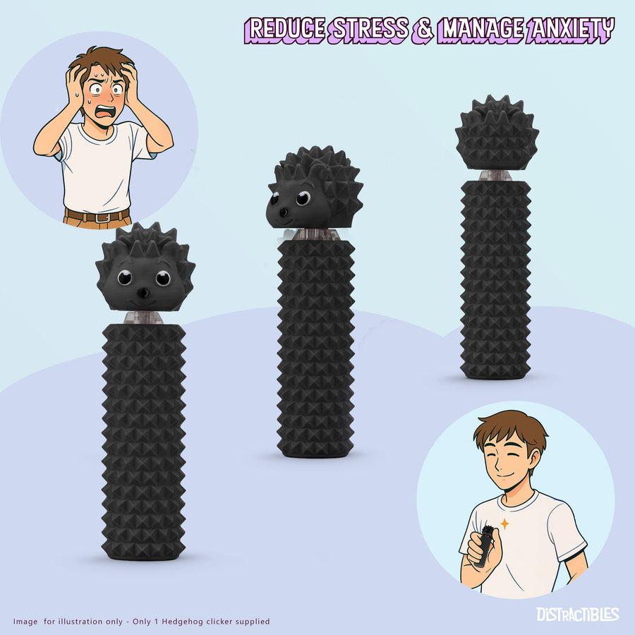 Hedgy - The Hedgehog Sensory Pain Stimming Fidget Toy, Spike Textured for Stress Relief, Focus and Concentration (Black)