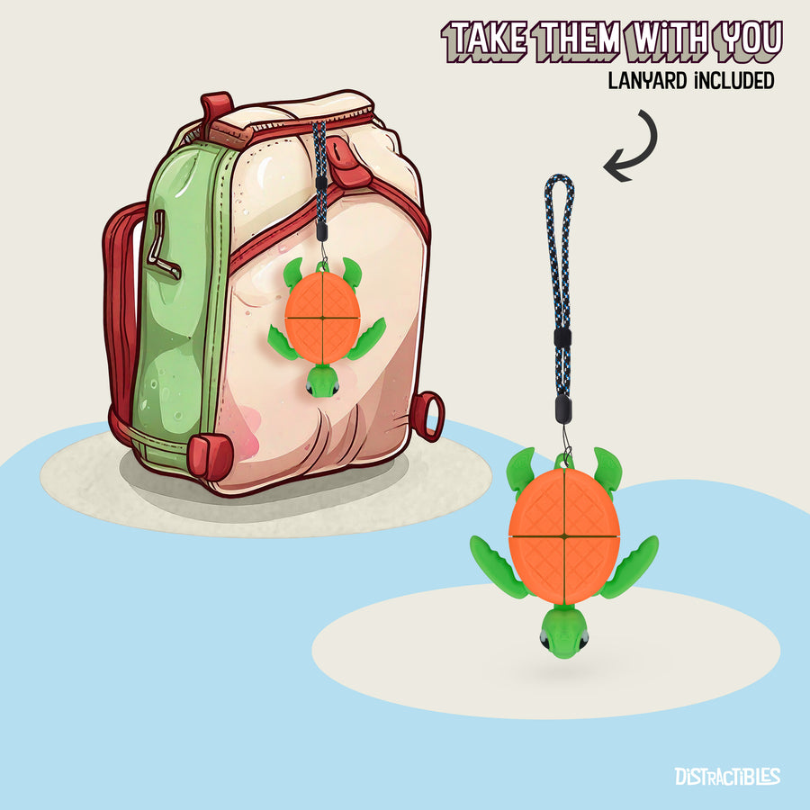 Turtle Fidget Toy, Articulating Design with Shell Clickers, Pocket-Sized & Durable, Stress Relief, ADHD, Autism & Stim (Orange/Green)