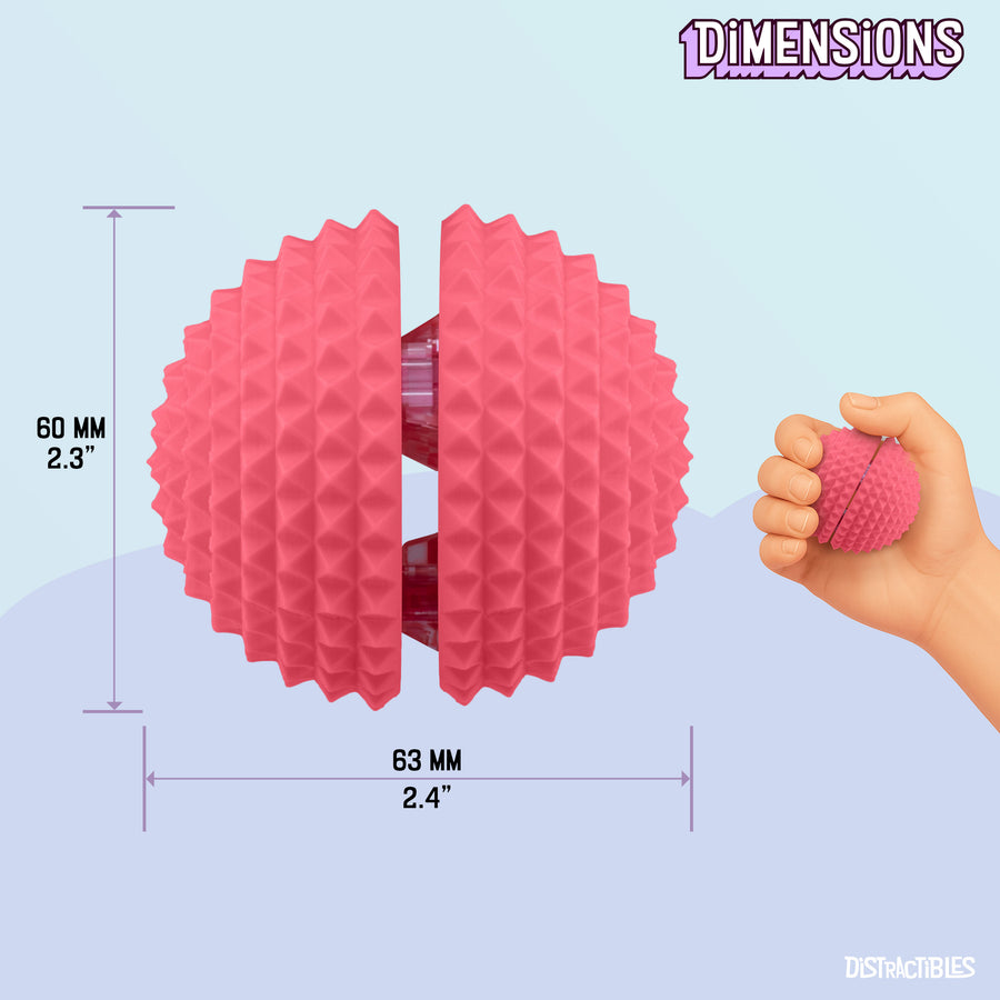 Spike Ball Clicker, Tactile Pain Stimming Fidget with Clicker Switch, Pain Stimulation Ball with Lanyard (Large Pink)