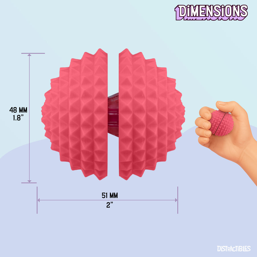 Spike Ball Clicker, Tactile Pain Stimming Fidget with Clicker Switch, Pain Stimulation Ball with Lanyard (Medium - Pink)