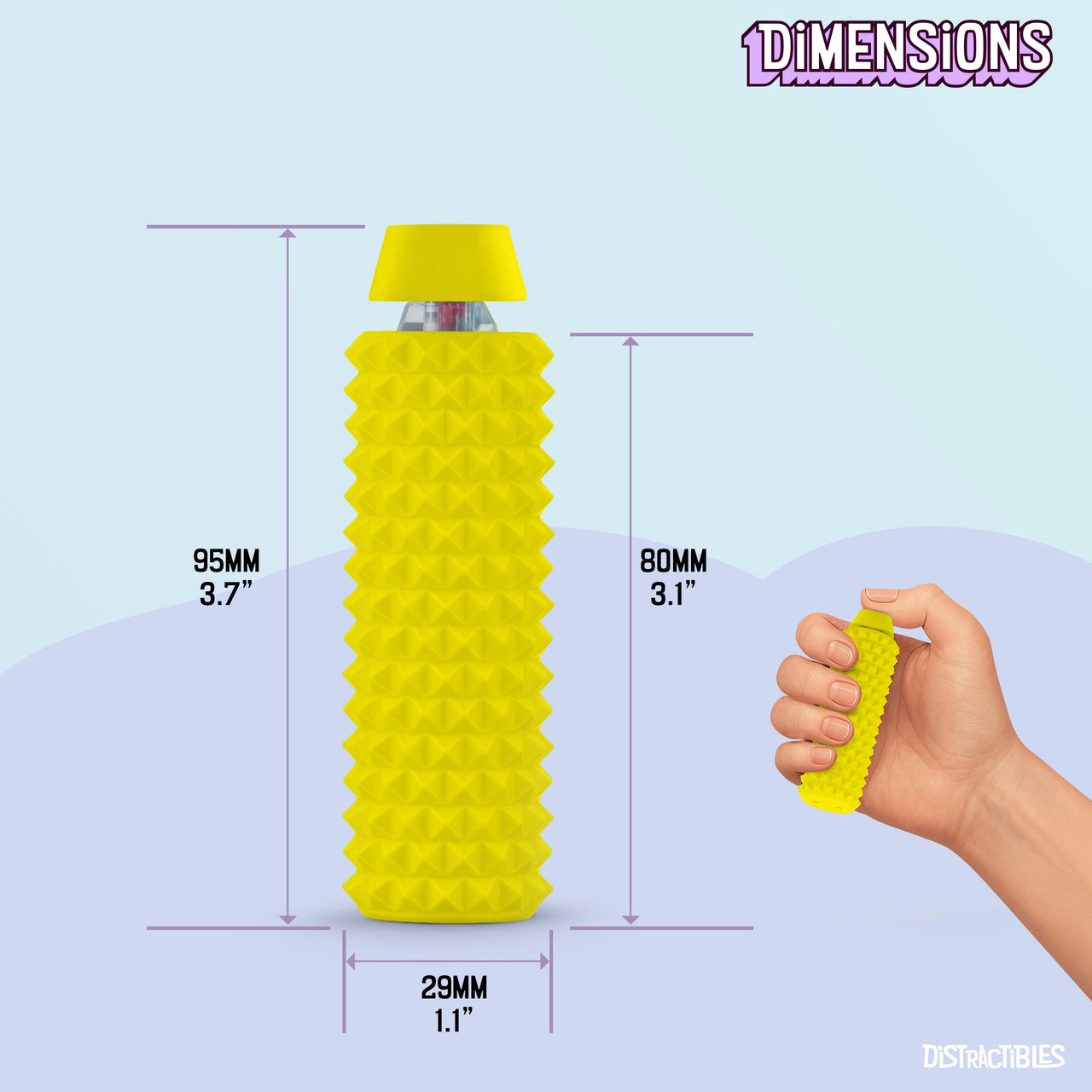 Spike Roller Clicker, Tactile Pain Stimming Fidget with Clicker Switch, Pain Stimulation Roller with Lanyard (Yellow)