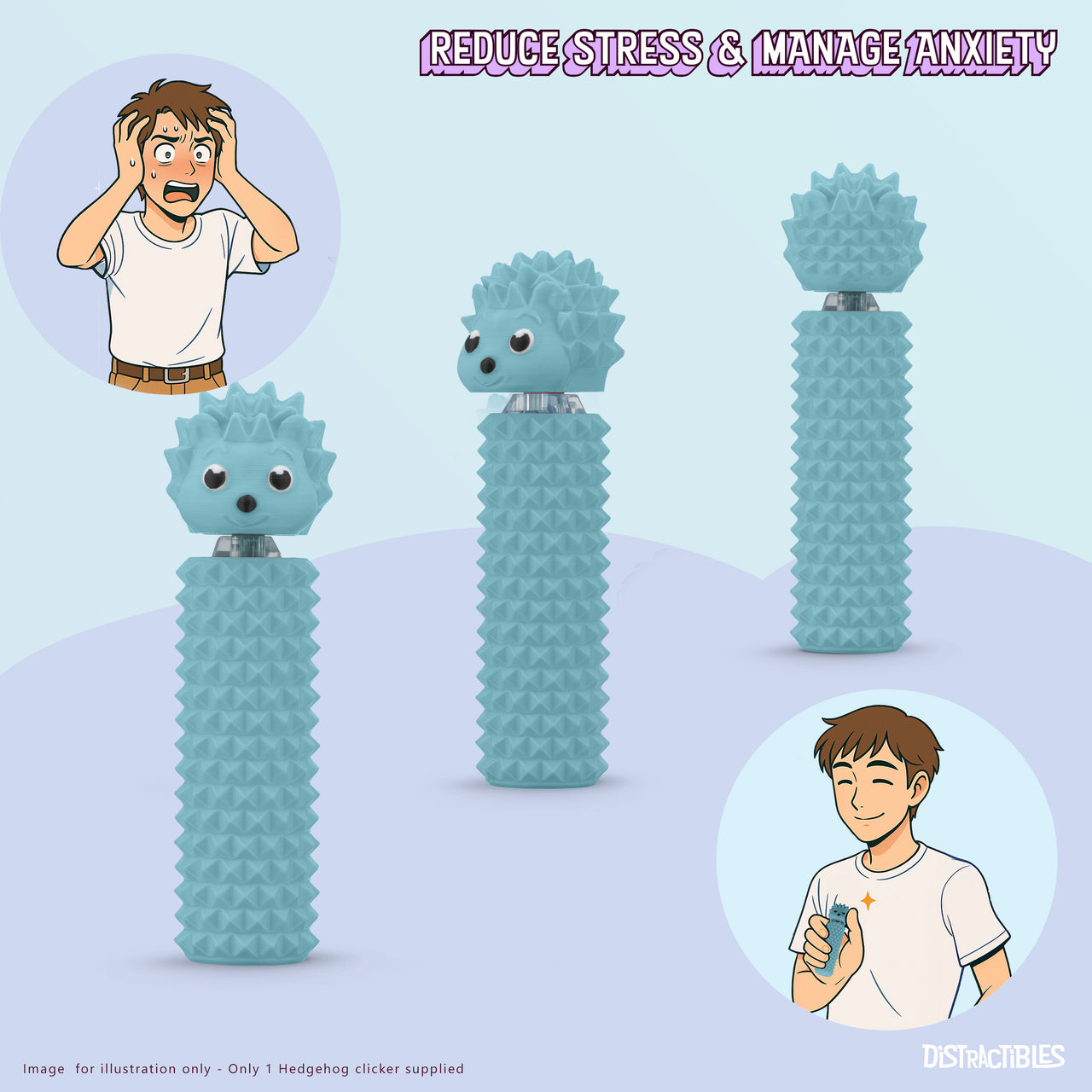 Hedgy - The Hedgehog Sensory Pain Stimming Fidget Toy, Spike Textured for Stress Relief, Focus and Concentration (Blue)