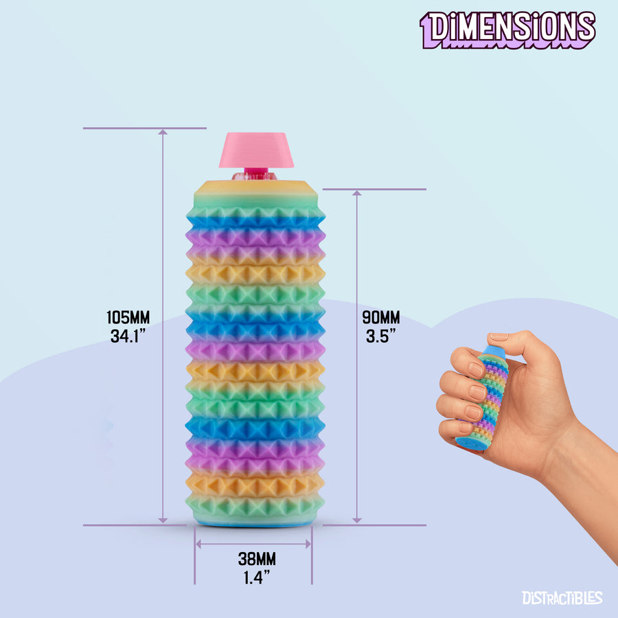 Sensory Roller Fidget Toy with Clicker, Tactile Spikes for Anxiety, Stress Relief, Pain Stimming, Autism - with Lanyard (Rainbow)