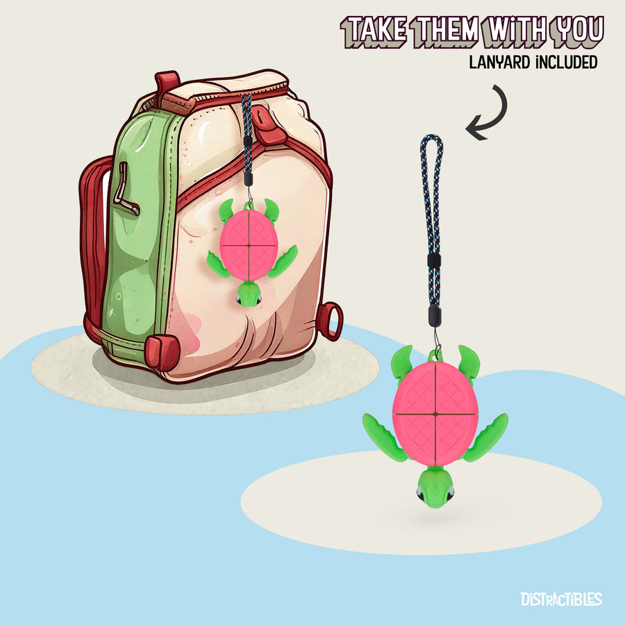 Turtle Fidget Toy, Articulating Design with Shell Clickers, Pocket-Sized & Durable, Stress Relief, ADHD, Autism & Stim (Pink/Green)