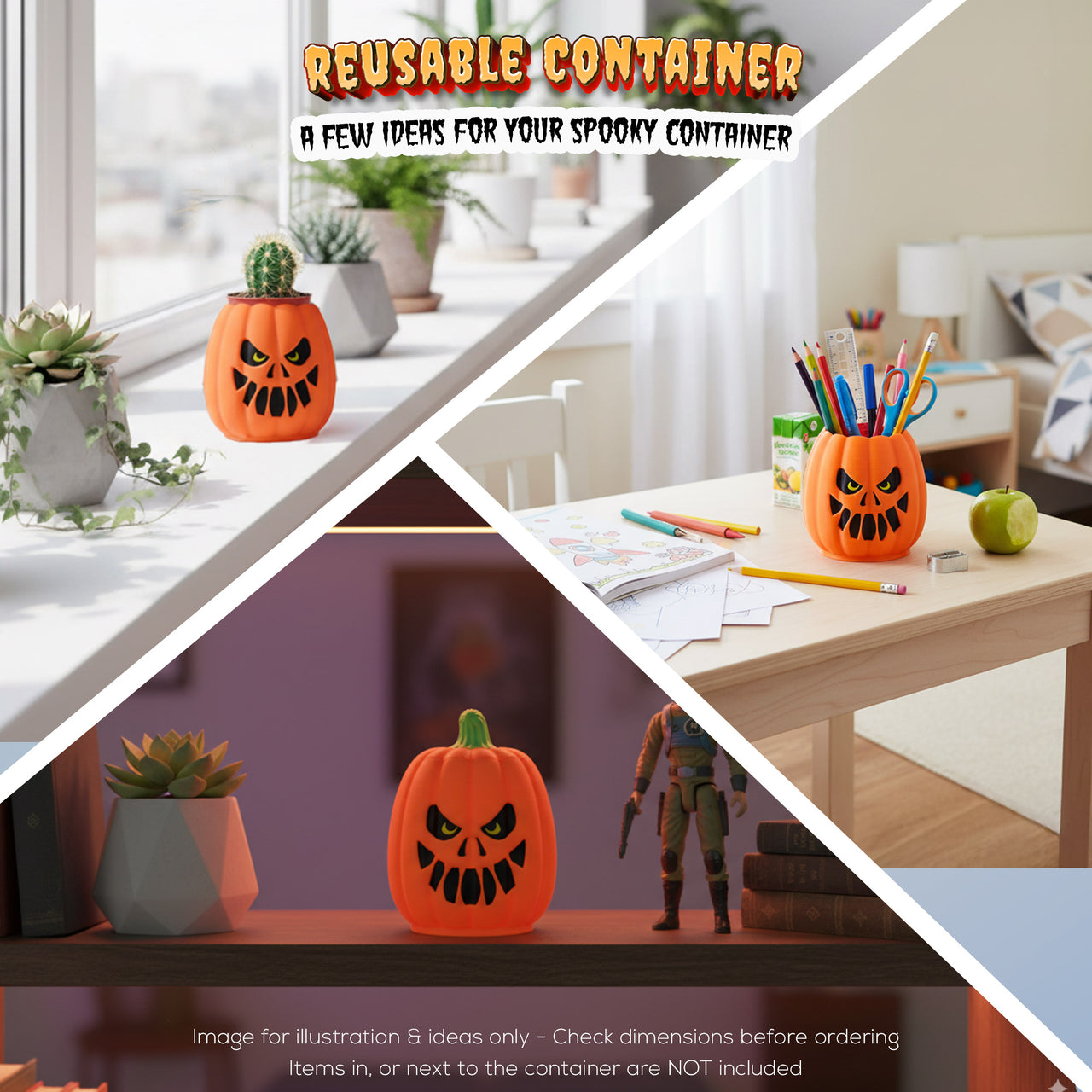 Halloween Mystery Box, 10 Articulated Spooky Figures with Pumpkin Container, Random Figures and Mystery Removeable Pumpkin Lid