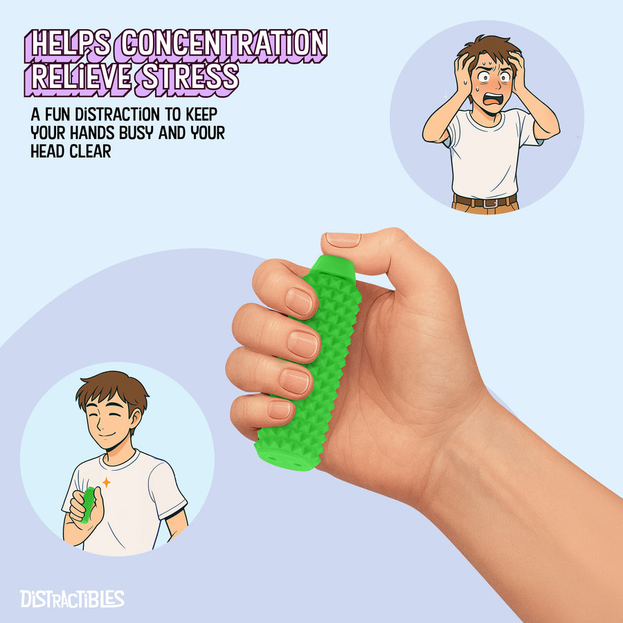 Spike Roller Clicker, Tactile Pain Stimming Fidget with Clicker Switch, Pain Stimulation Roller with Lanyard (Green)