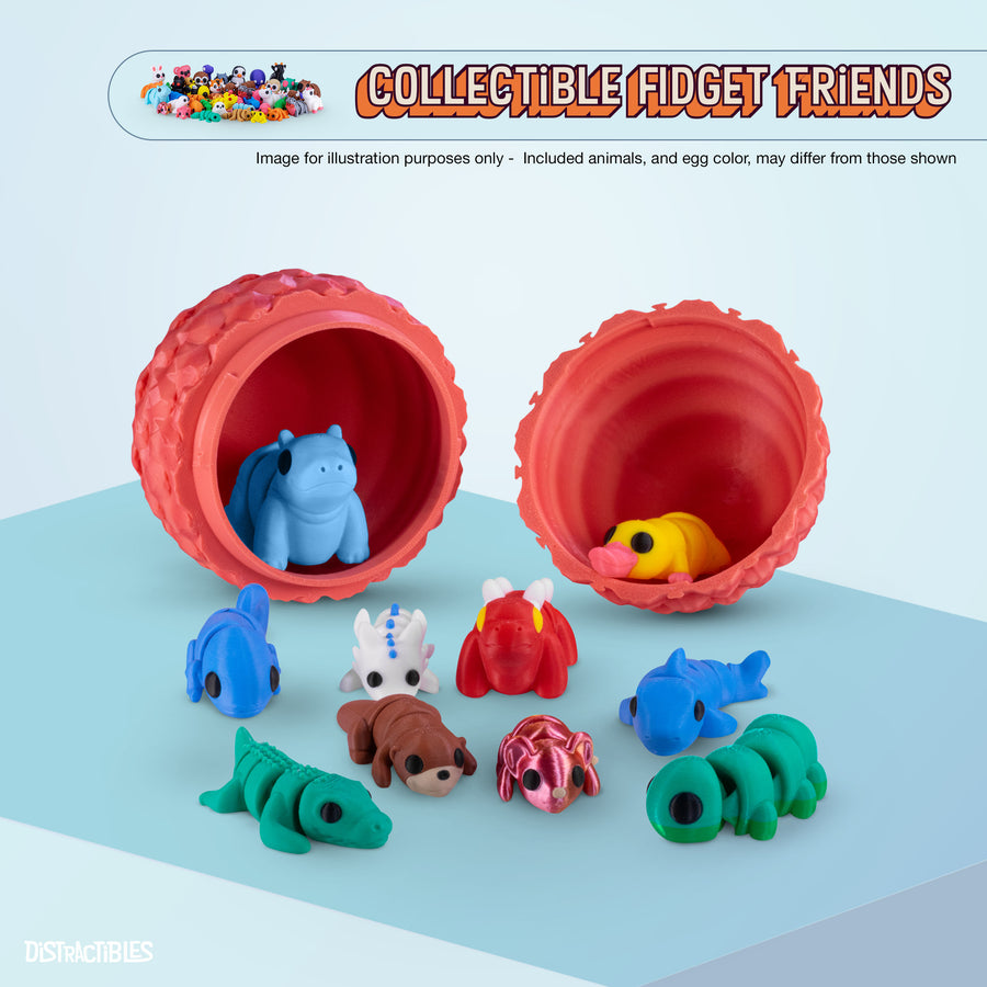 3D Articulating Fidget Animals, Mystery Pack of 10 with Mystery Egg, Random Assorted Designs, Stress Relief, Unique & Fun