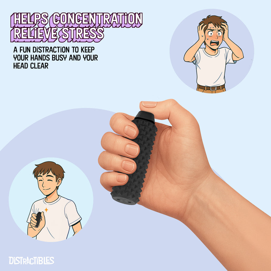 Spike Roller Clicker, Tactile Pain Stimming Fidget with Clicker Switch, Pain Stimulation Roller with Lanyard (2 Pack Black)