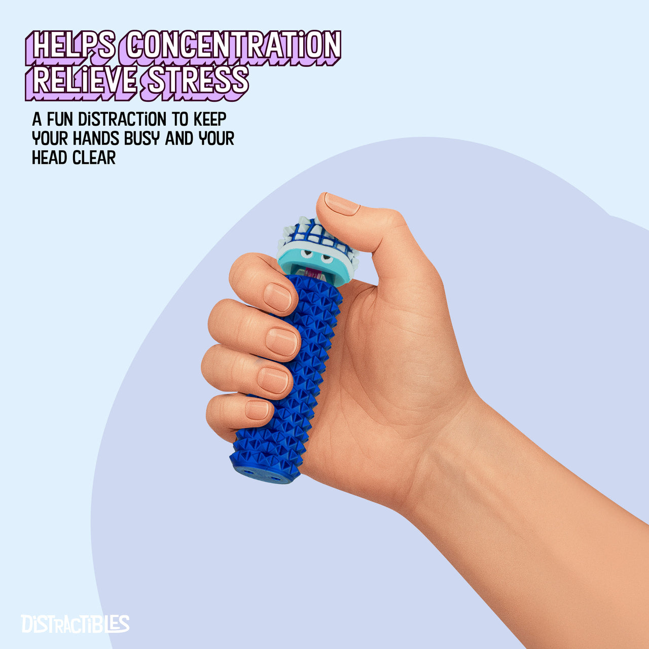 Shelly - Sensory Fidget Toy, Textured Pain Stimming Device, Stress Relief for Focus and Concentration (Neon BlueSteel)