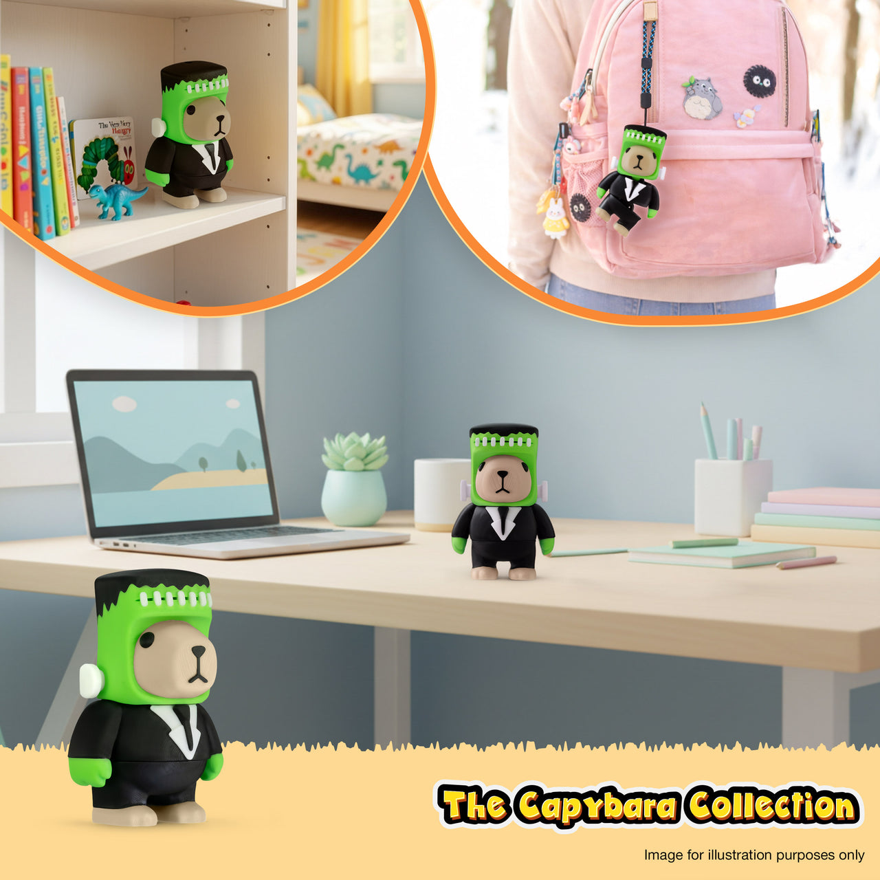 CAPY in FrankenCapy Costume, 3.5" Articulated Costumed Capybara, 3D Printed Animal Sensory Fidget by Distractibles