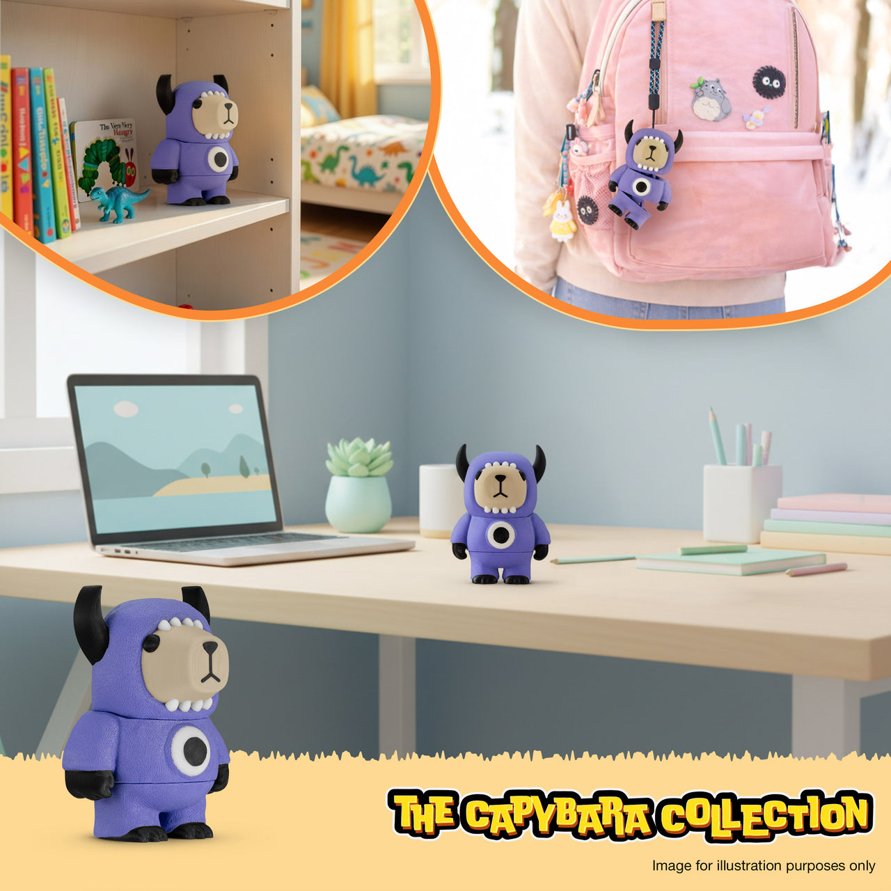 CAPY in Monster Costume, 3.5" Articulated Costumed Capybara, 3D Printed Animal Sensory Fidget by Distractibles