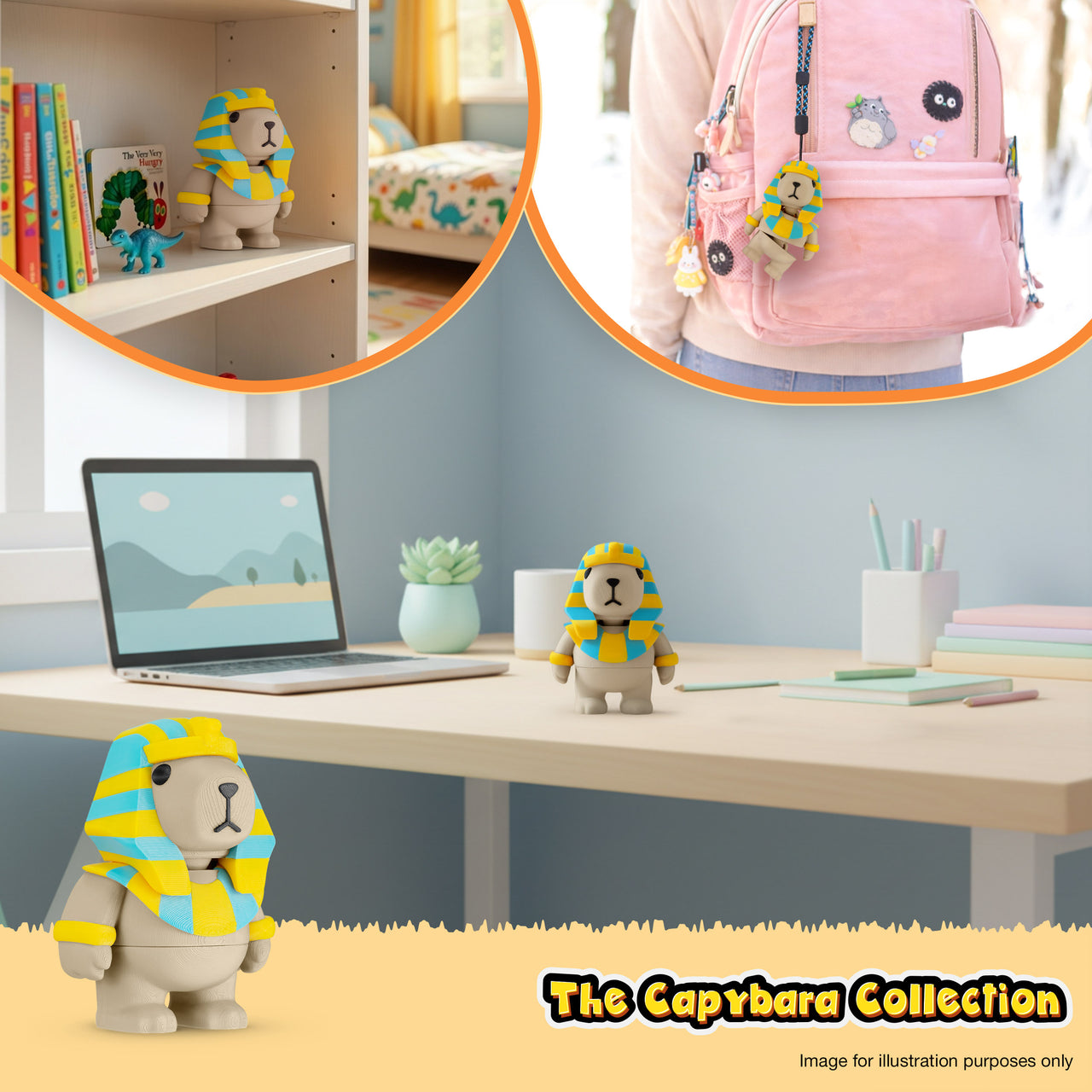 CAPY in Pharaoh Costume, 3.5" Articulated Costumed Capybara, 3D Printed Animal Sensory Fidget by Distractibles