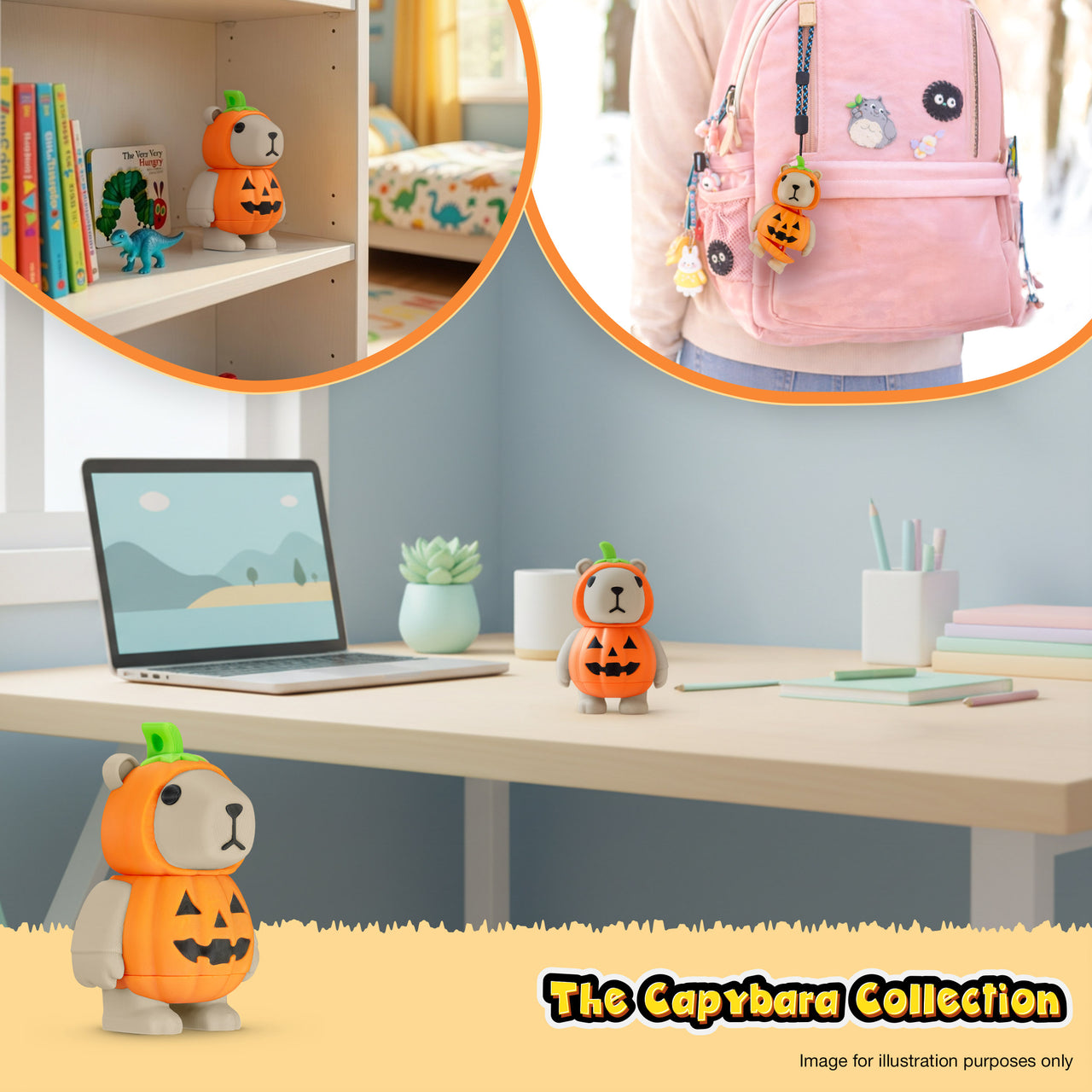 CAPY in Pumpkin Costume, 3.5" Articulated Costumed Capybara, 3D Printed Animal Sensory Fidget by Distractibles