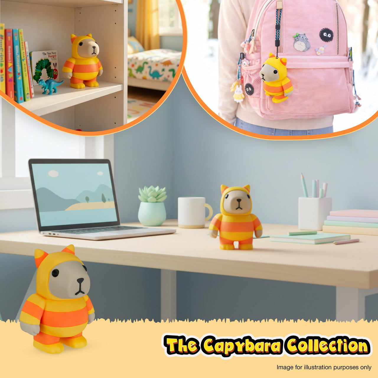 CAPY in Candy Corn Costume, 3.5" Articulated Costumed Capybara, 3D Printed Animal Sensory Fidget by Distractibles