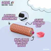 Thumbnail for Spike Roller Clicker, Tactile Pain Stimming Fidget with Clicker Switch, Pain Stimulation Roller with Lanyard (Neon Rose + Black)
