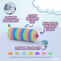 Thumbnail for Sensory Roller Fidget Toy with Clicker, Tactile Spikes for Anxiety, Stress Relief, Pain Stimming, Autism - with Lanyard (Rainbow)