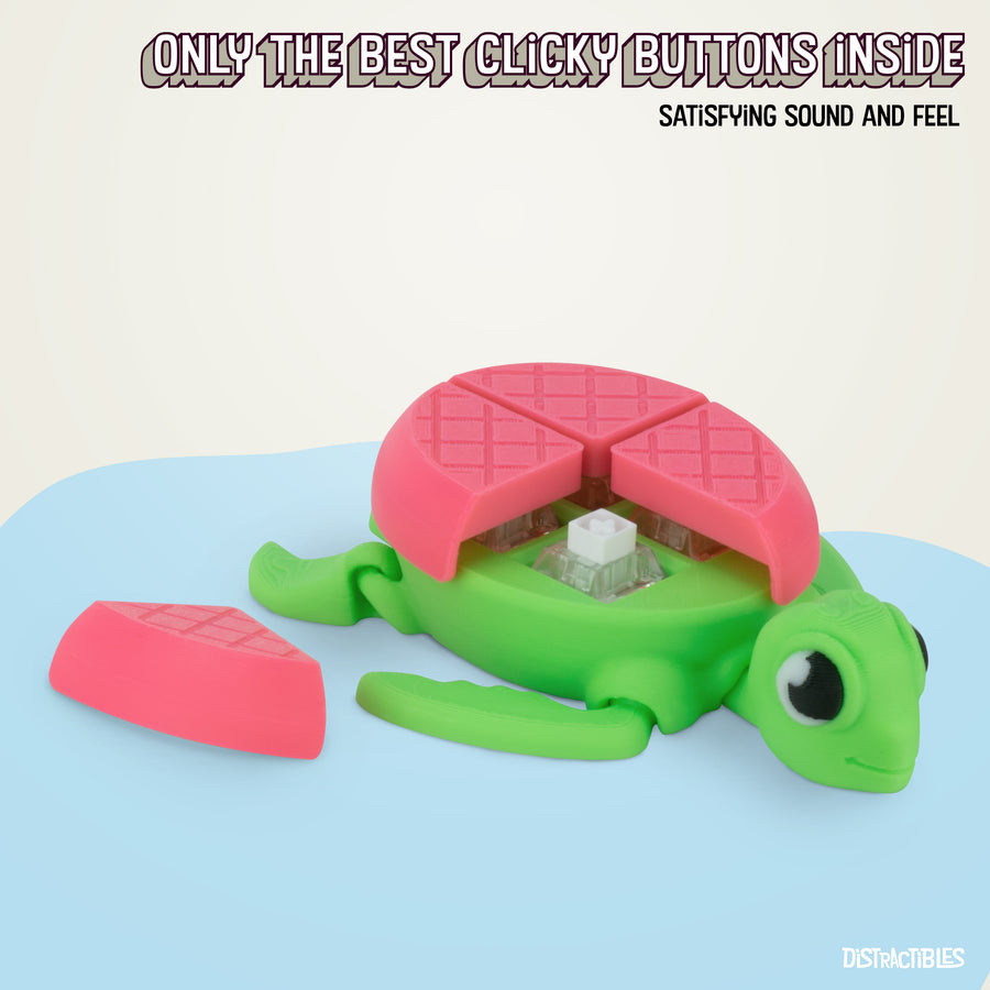 Turtle Fidget Toy, Articulating Design with Shell Clickers, Pocket-Sized & Durable, Stress Relief, ADHD, Autism & Stim (Pink/Green)