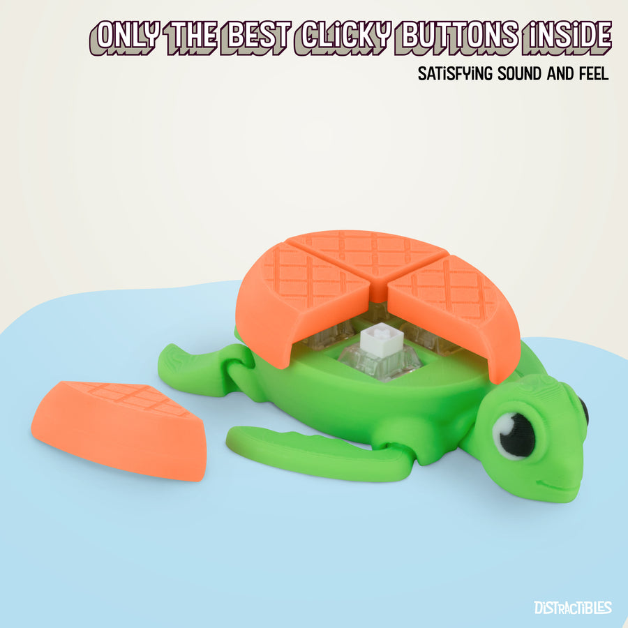 Turtle Fidget Toy, Articulating Design with Shell Clickers, Pocket-Sized & Durable, Stress Relief, ADHD, Autism & Stim (Orange/Green)