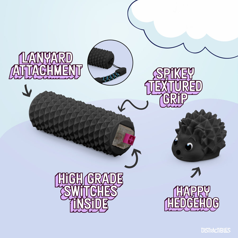 Hedgy - The Hedgehog Sensory Pain Stimming Fidget Toy, Spike Textured for Stress Relief, Focus and Concentration (Black)