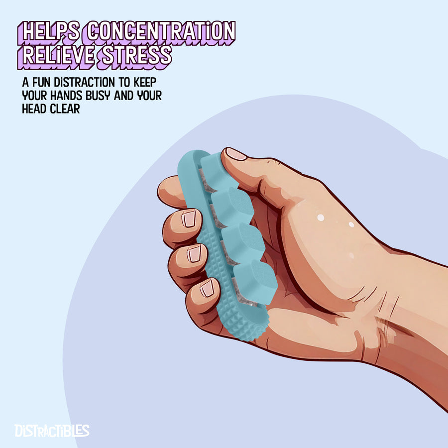 2 Pack Fidget Clickers, 4 x  Loud Click Buttons, Textured Design for Stress Relief & Focus Aid with Lanyard (Blue-Black)