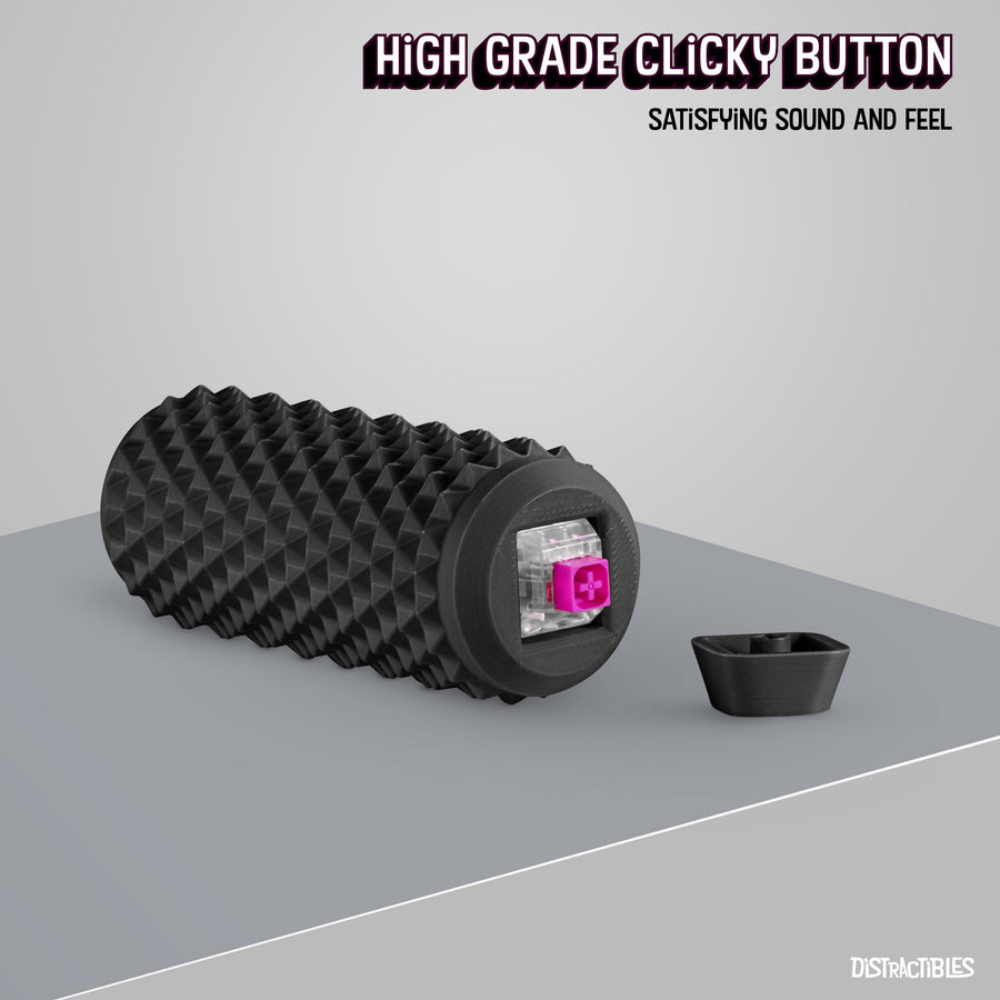 Sensory Roller Fidget Toy with Clicker, Tactile Spikes for Anxiety, Stress Relief, Pain Stimming, Autism - with Lanyard (Black)