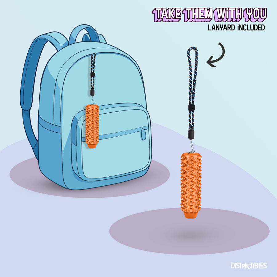 Spike Roller Clicker, Tactile Pain Stimming Fidget with Clicker Switch, Pain Stimulation Roller with Lanyard (Neon Horizon)