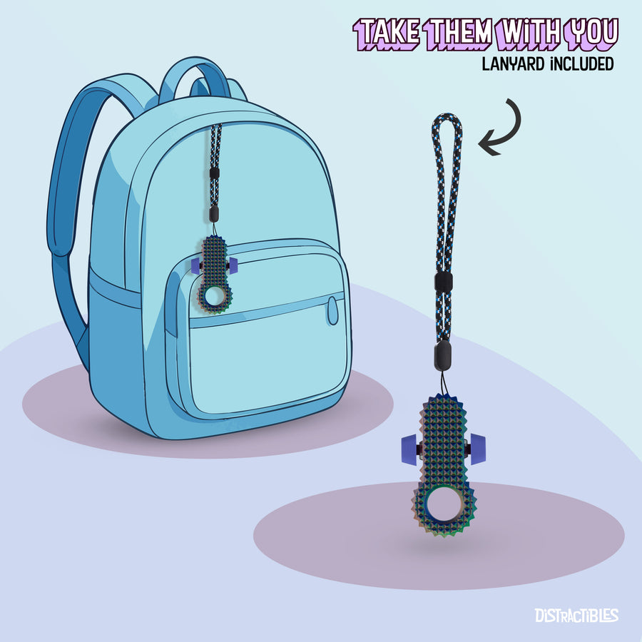 Distractibles Spiked Clicker Fidget Spinner - Textured for Pain Stimming, Stress Relief, ADHD, Anxiety and Concentration (Neon Harmony)