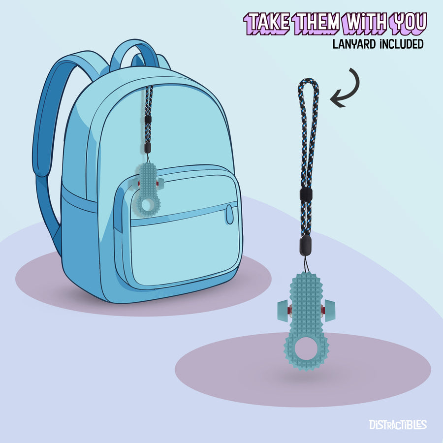 Distractibles Spiked Clicker Fidget Spinner - Textured for Pain Stimming, Stress Relief, ADHD, Anxiety and Concentration (Blue)