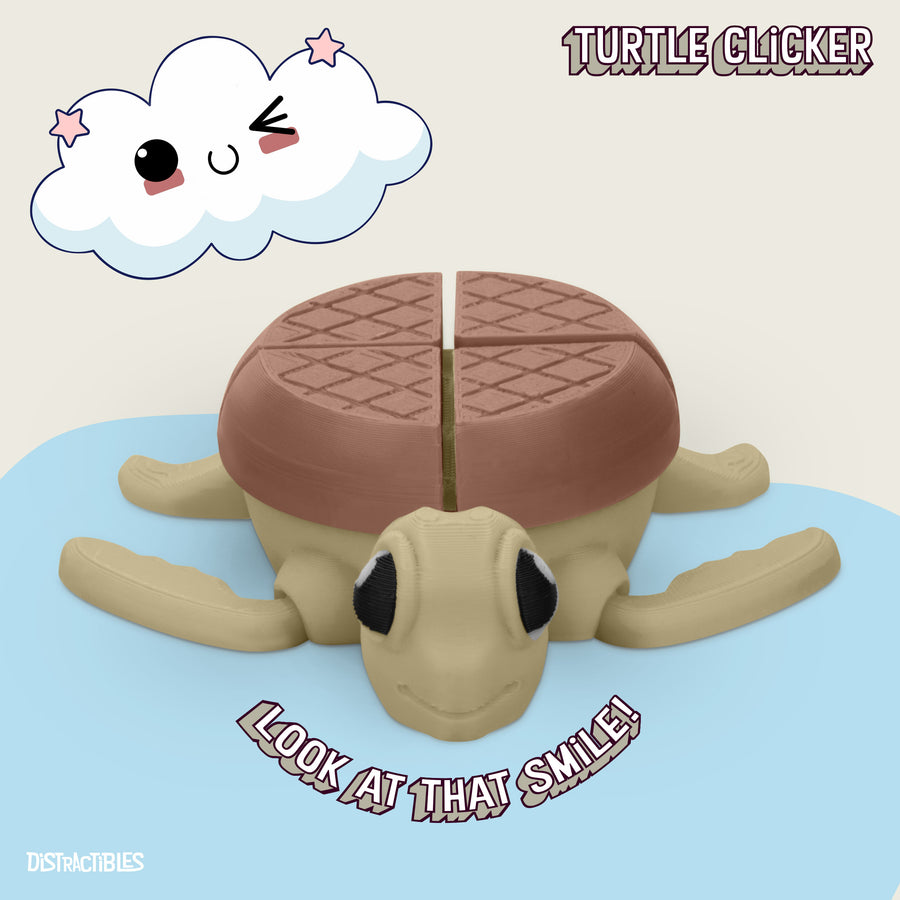 Turtle Fidget Toy, Articulating Design with Shell Clickers, Pocket-Sized & Durable, Stress Relief, ADHD, Autism & Stim (Beige/Brown)