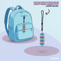 Thumbnail for Sensory Roller Fidget Toy with Clicker, Tactile Spikes for Anxiety, Stress Relief, Pain Stimming, Autism - with Lanyard (Rainbow)