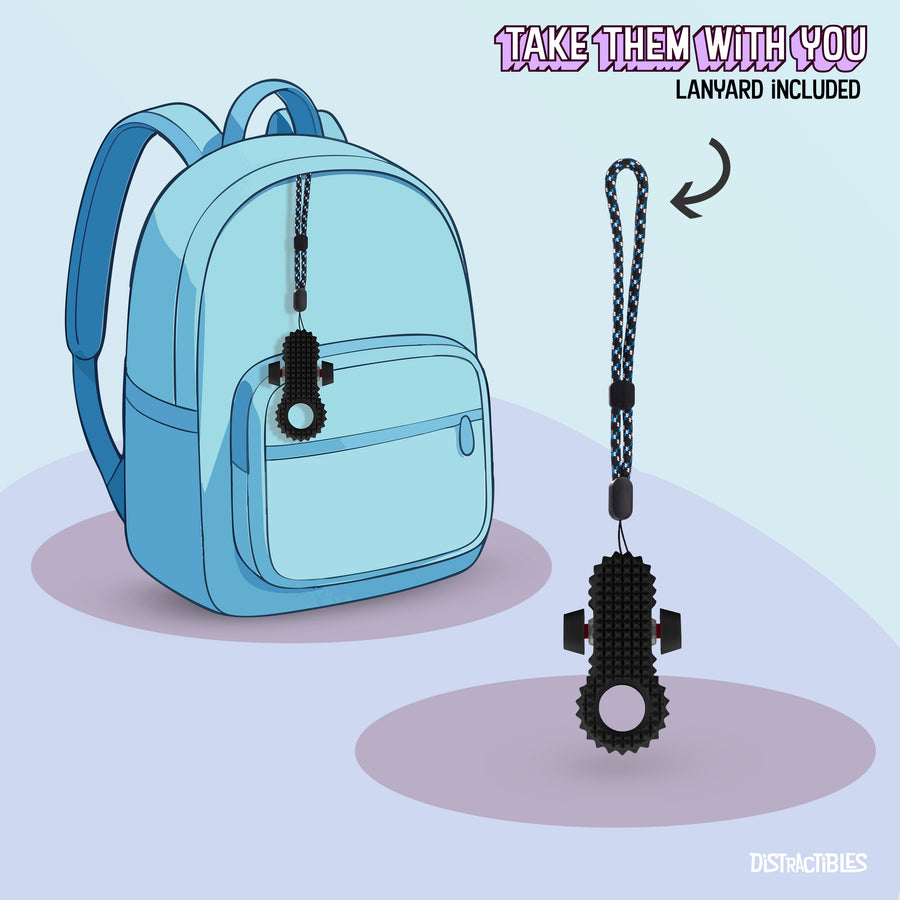 Distractibles Spiked Clicker Fidget Spinner - Textured for Pain Stimming, Stress Relief, ADHD, Anxiety and Concentration (Black)