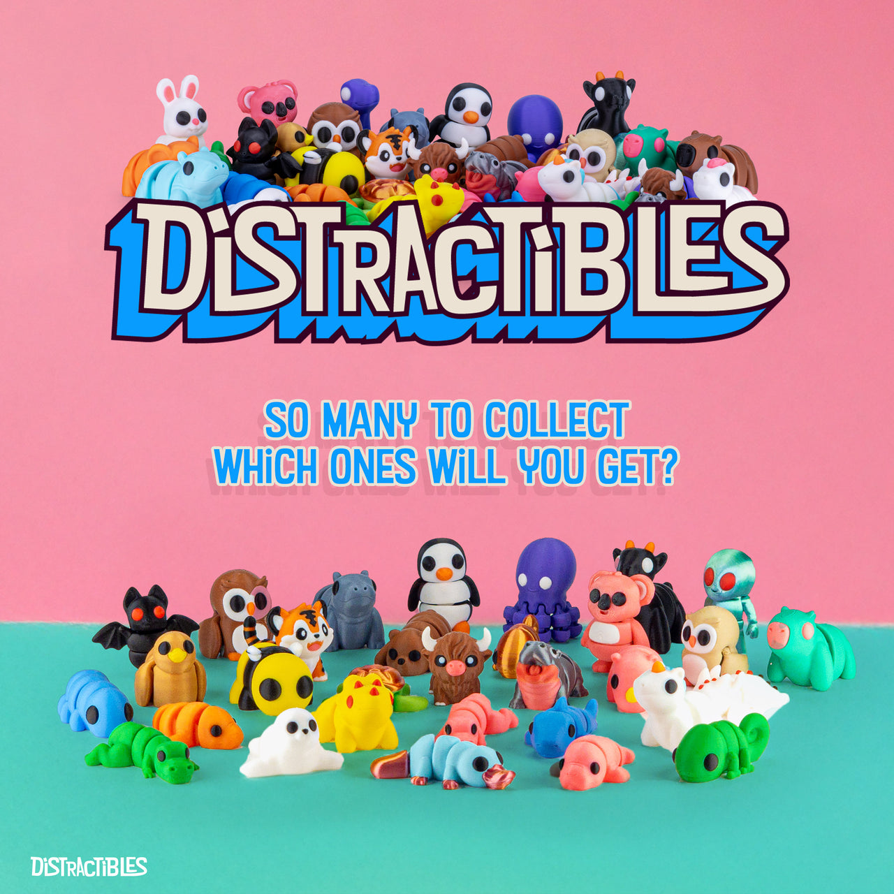 3D Articulating Fidget Animals, Mystery Pack of 10, Random Assorted Colors and Designs, Stress Relief, Unique & Fun