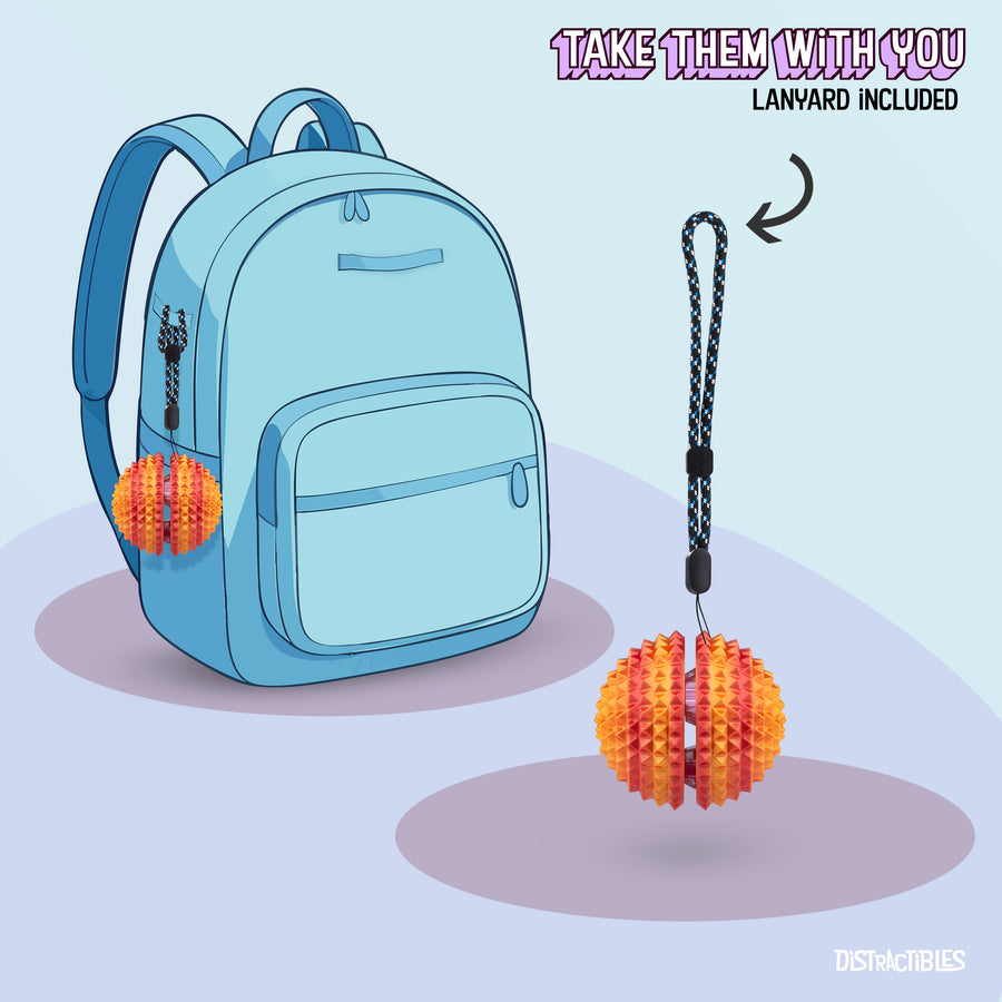 Spike Ball Clicker, Tactile Pain Stimming Fidget with Clicker Switch, Pain Stimulation Ball with Lanyard (Large Neon Nova)