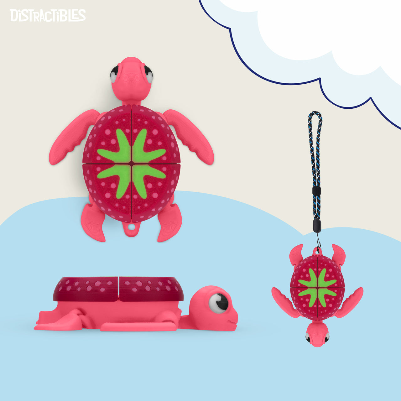 Turtle Fidget Toy, Articulating Design with Shell Clickers, Pocket-Sized & Durable, Stress Relief, ADHD, Autism & Stim (Green-Orange)