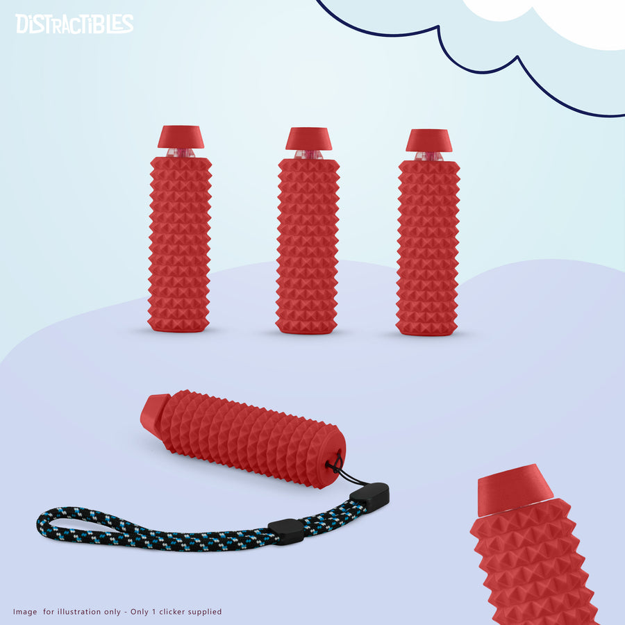 Spike Roller Clicker, Tactile Pain Stimming Fidget with Clicker Switch, Pain Stimulation Roller with Lanyard (Red)