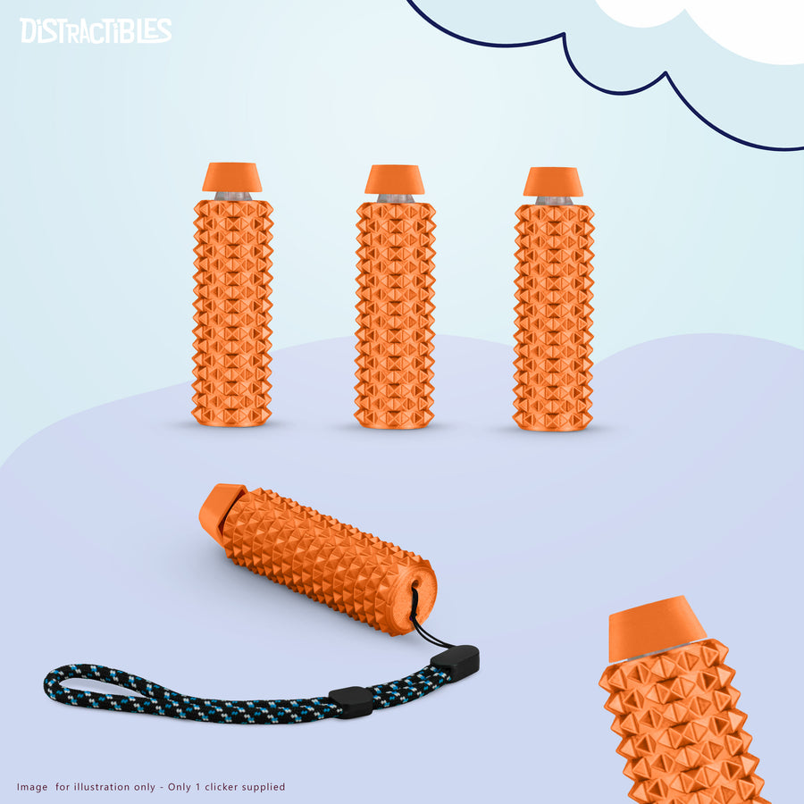 Spike Roller Clicker, Tactile Pain Stimming Fidget with Clicker Switch, Pain Stimulation Roller with Lanyard (Neon Horizon)