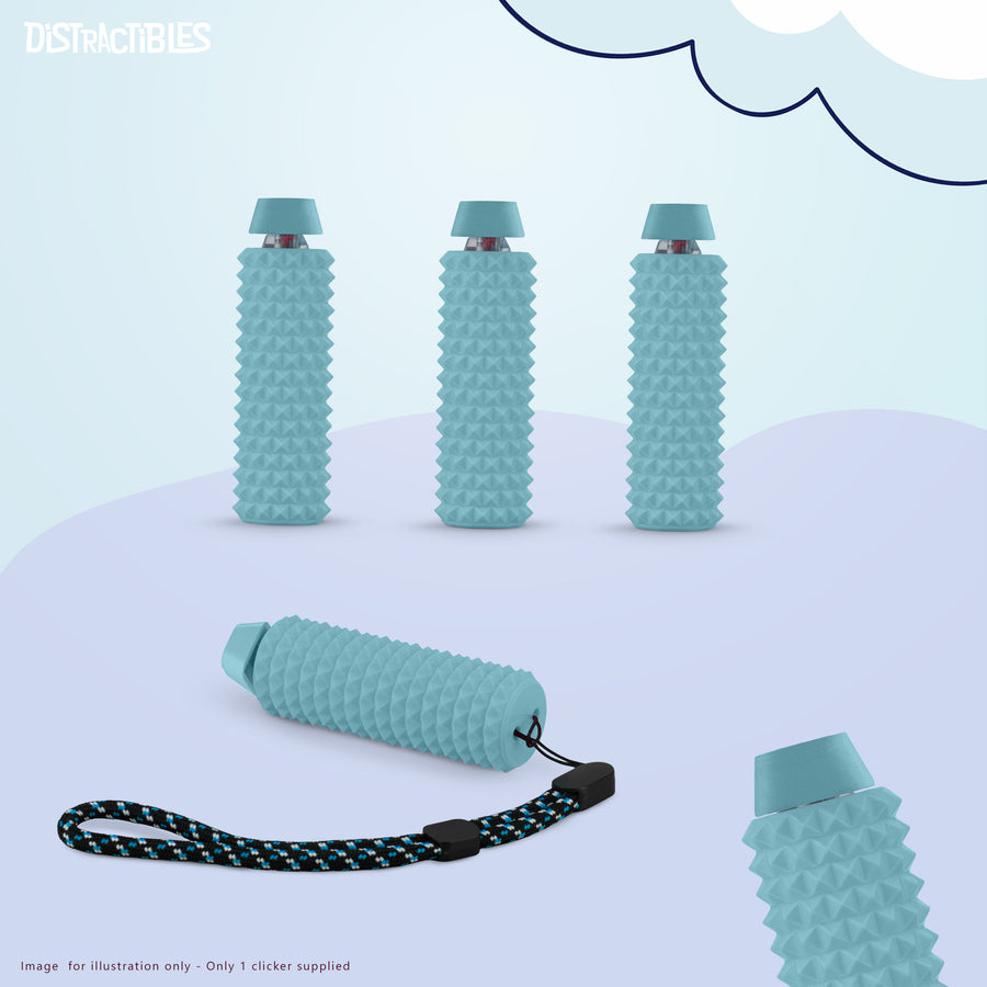 Spike Roller Clicker, Tactile Pain Stimming Fidget with Clicker Switch, Pain Stimulation Roller with Lanyard (Blue)