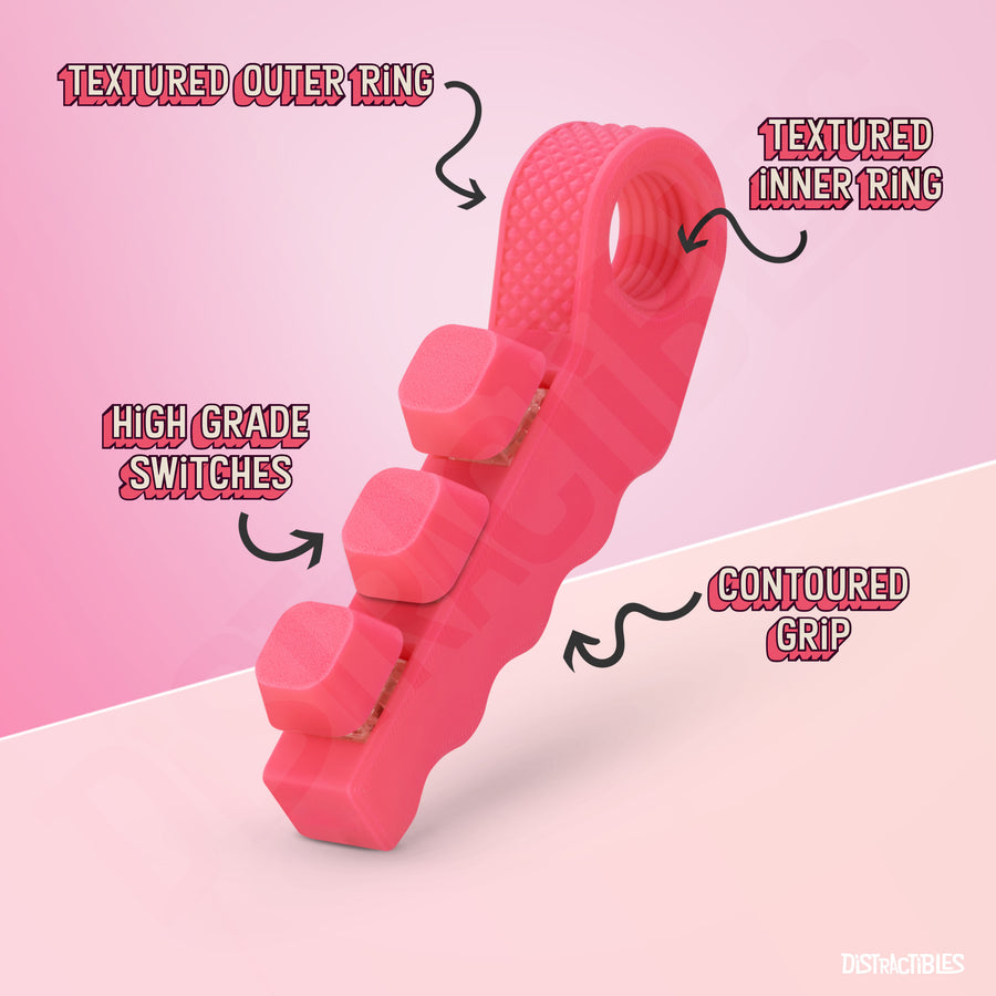 3-in-1 Fidget Spinner with Clicker Buttons and Sensory Strip, Stress Relief Toy for ADHD and Anxiety