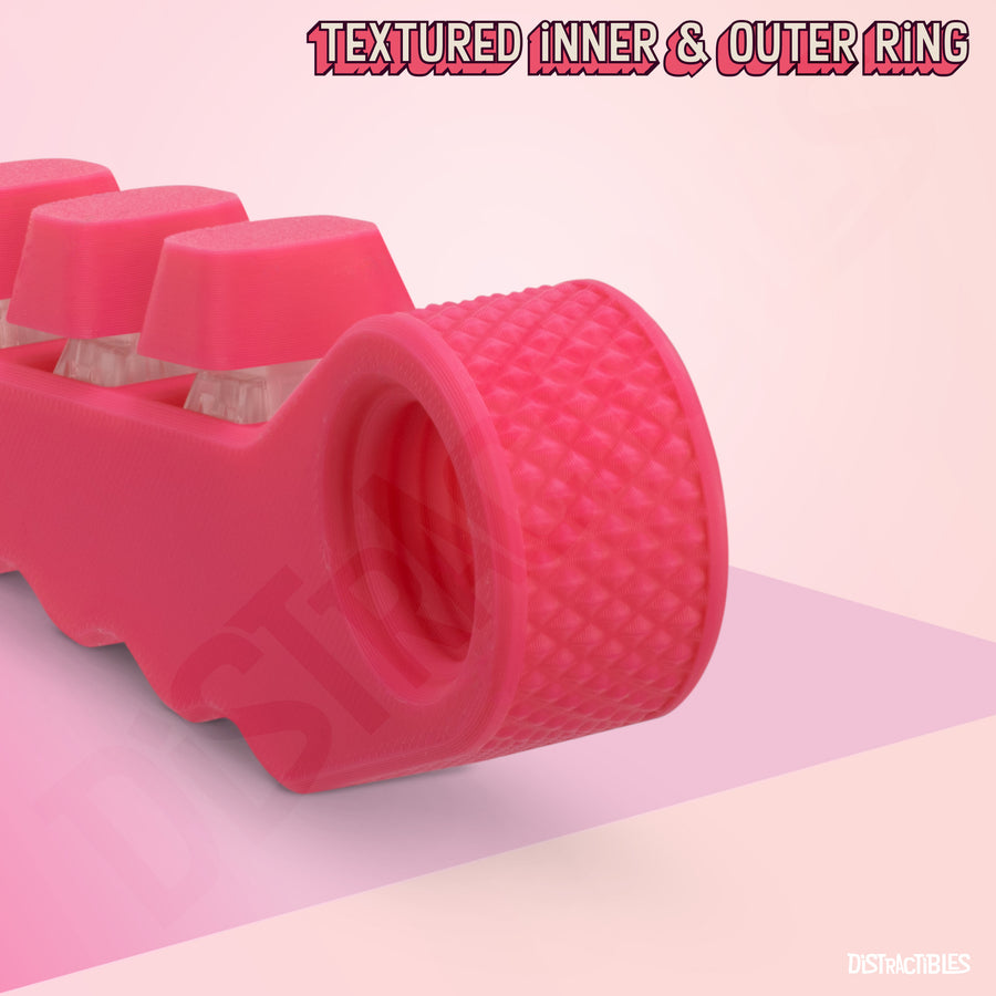 3-in-1 Fidget Spinner with Clicker Buttons and Sensory Strip, Stress Relief Toy for ADHD and Anxiety