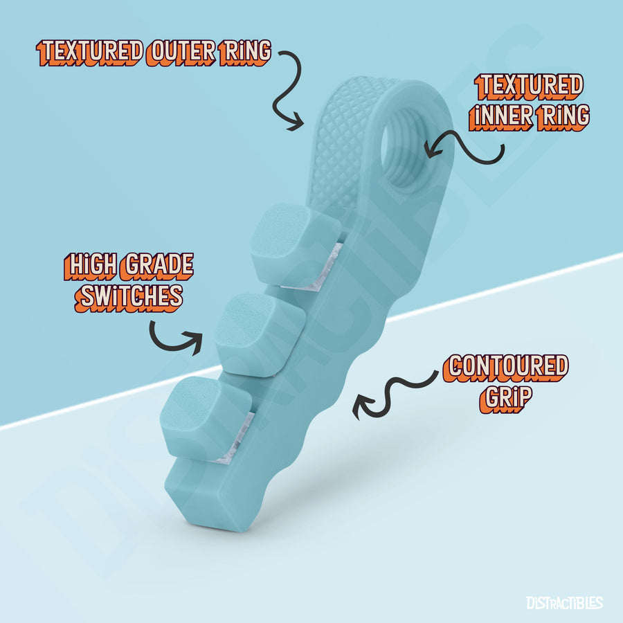 3-in-1 Fidget Spinner with Clicker Buttons and Sensory Strip, Stress Relief Toy for ADHD and Anxiety