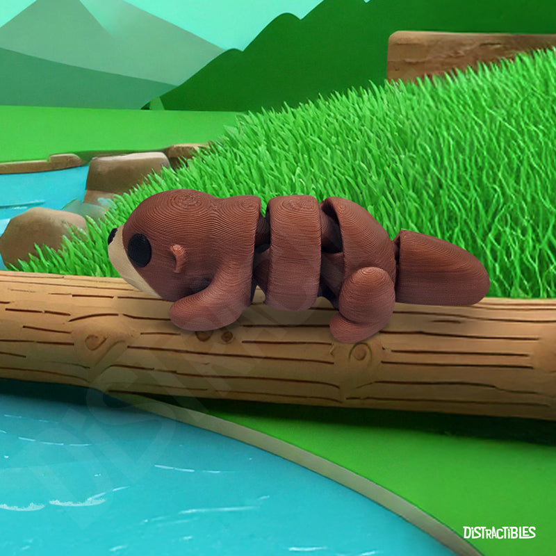 Distracties Otter - Belly Down - 3D Printed Articulated Toy Fidget Friend
