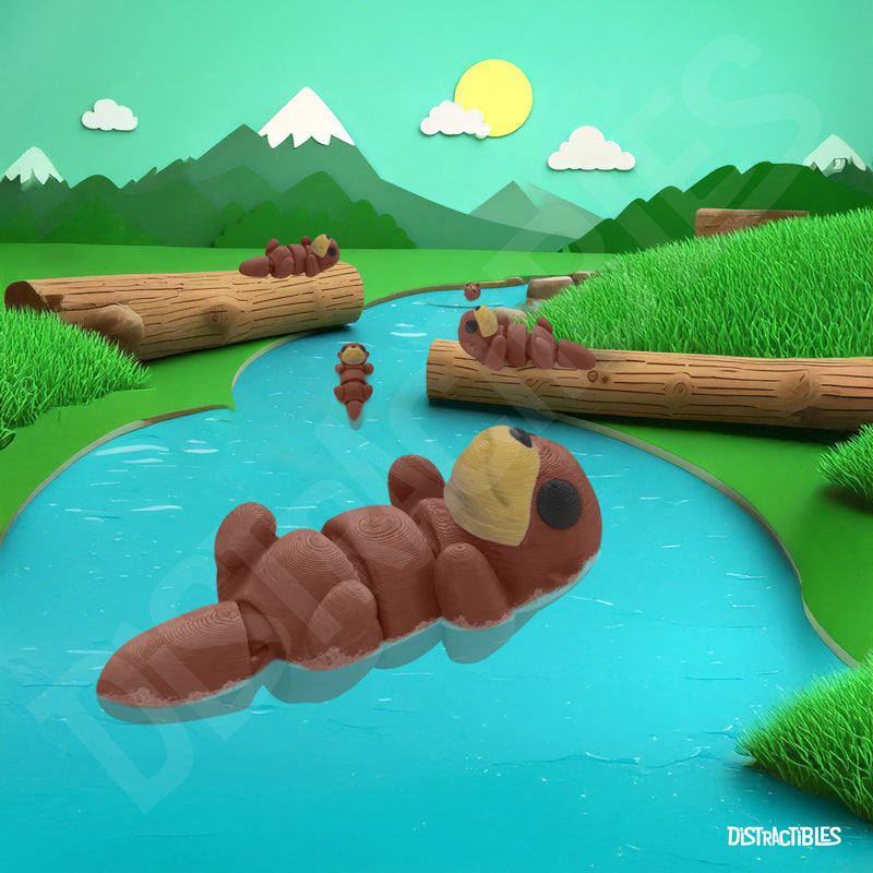 Distracties Otter - Belly Up - 3D Printed Articulated Toy Fidget Friend