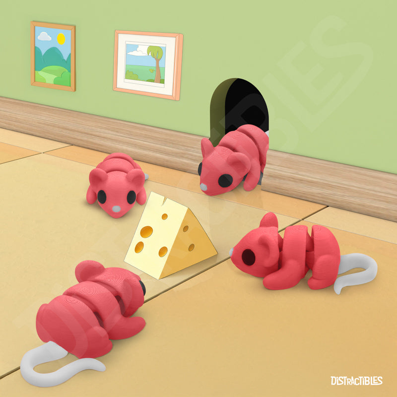 Distracties Mouse - 3D Printed Articulated Toy Fidget Friend