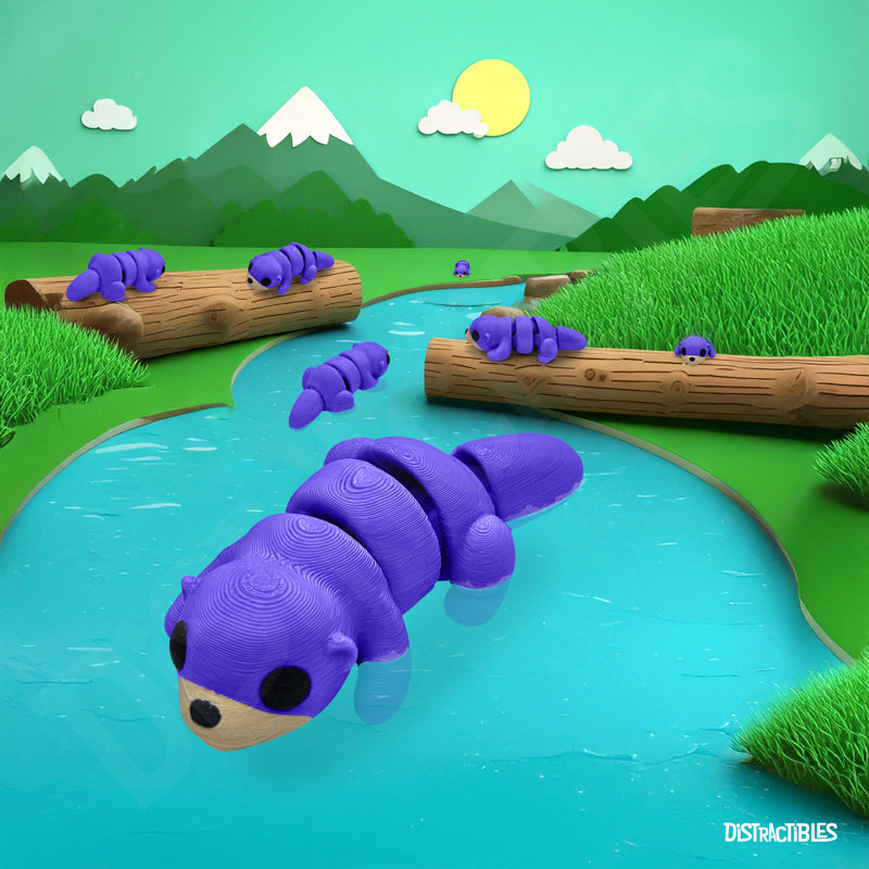 Distracties Otter - Belly Down - 3D Printed Articulated Toy Fidget Friend